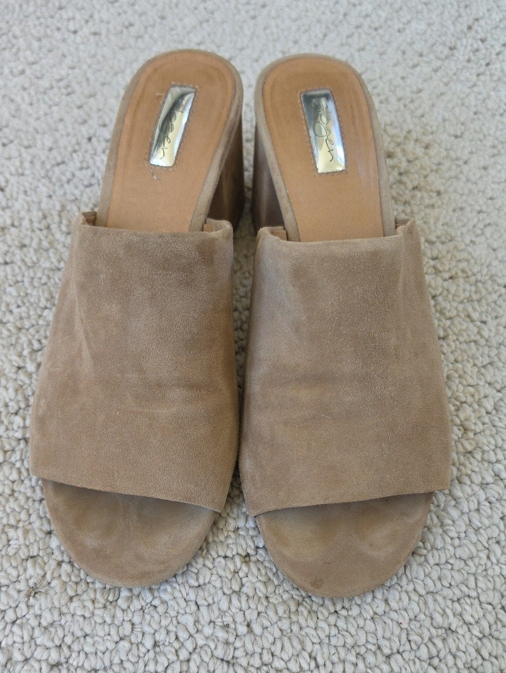 Halogen Tan Suede Open-Toe Slide Mules